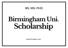 University of Birmingham Scholarship 2021-2022 for international Students